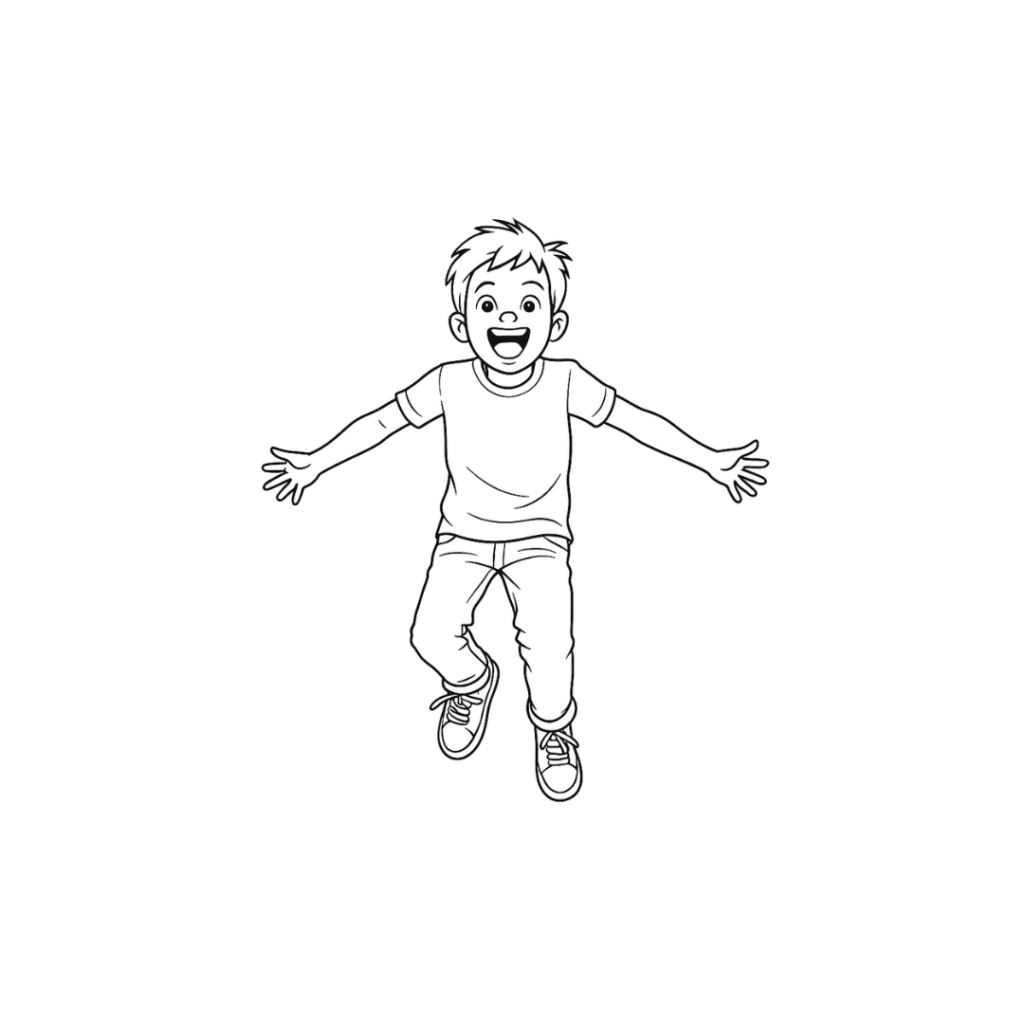 Kids photo after vector line drawing