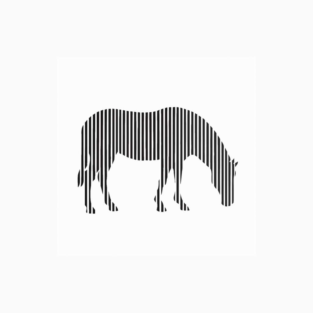 horse image after striped silhouette vector line drawing